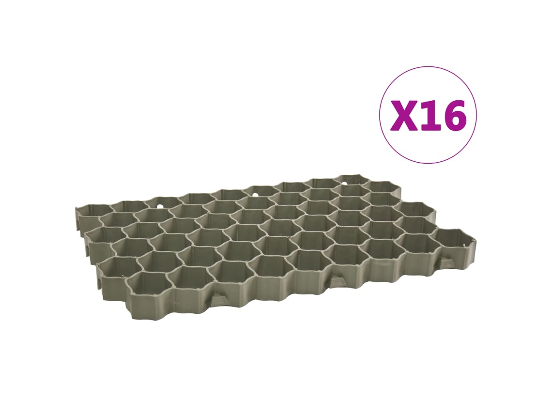 Rejillas para césped 16 piezas 60x40x3 cm Plástico verde EXCLUSIVO MAISON