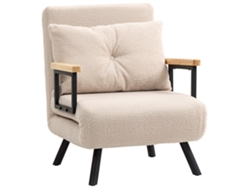 Sofá Cama Individual Plegable Sofá Cama Convertible 4 En 1 Respaldo Ajustable De 5 Niveles Y Almohada 63x73x81 Cm Beige
