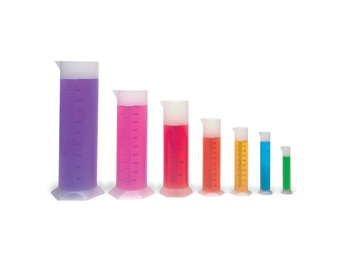 Juego de 7 tazas medidoras cilíndricas multicolores de Learning Resources