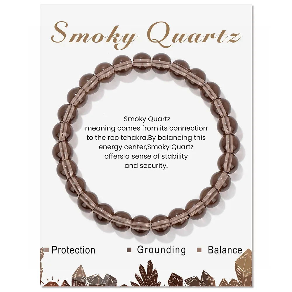 Pulsera De Hematita Magnética Natural (17 Cm, Cuarzo Ahumado), Joyería Para Meditación De Chakras.