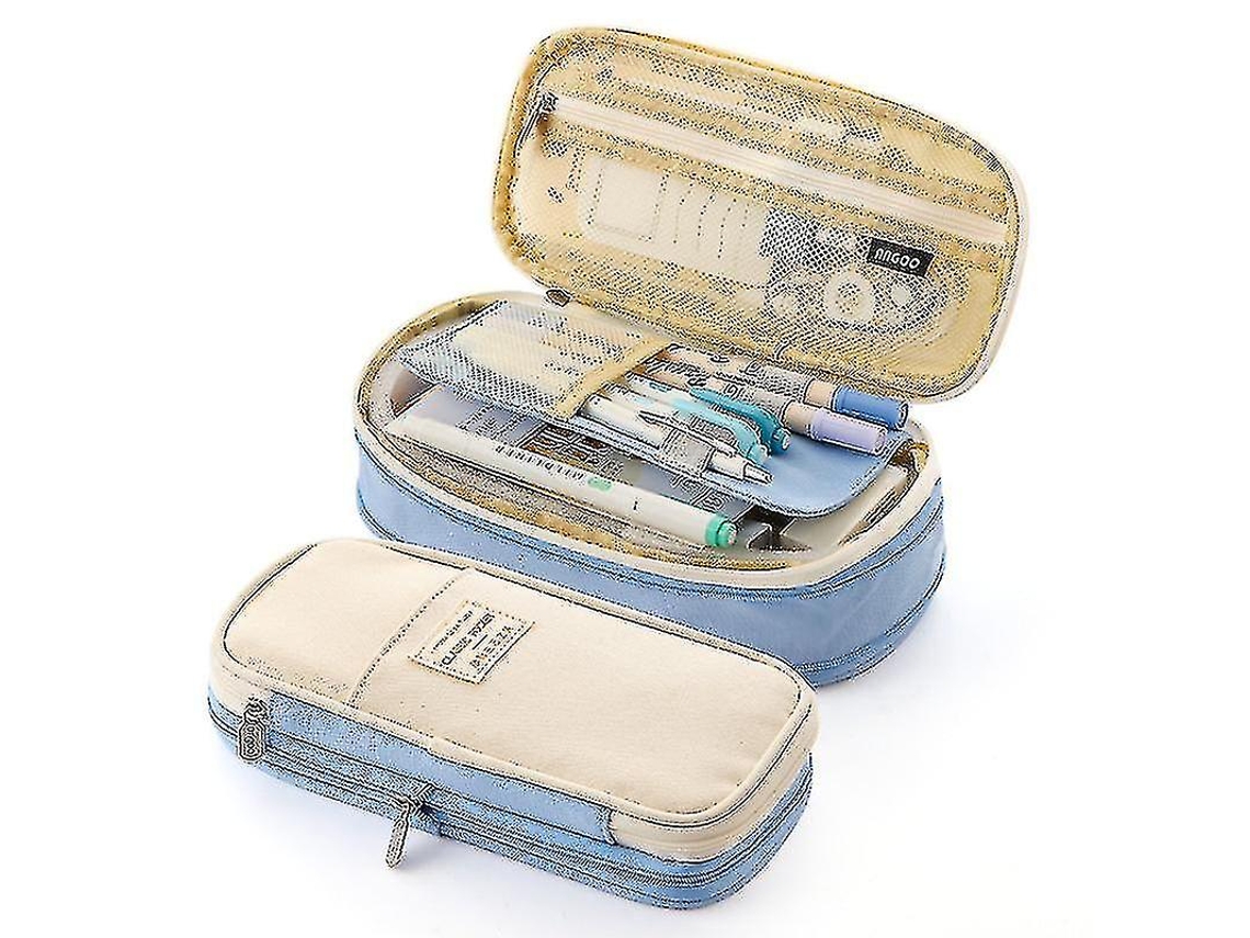 Estuche grande para lápices Chennnls en color azul claro y beige