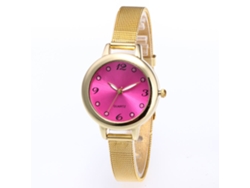 Reloj De Pulsera De Cuarzo Para Mujer Con Correa De Malla Rojo Rosa Zhoulianfa
