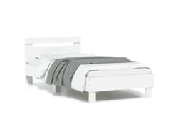 Estructura De Cama Con Cabecero Y Luces Led Blanco 90x190 Cm