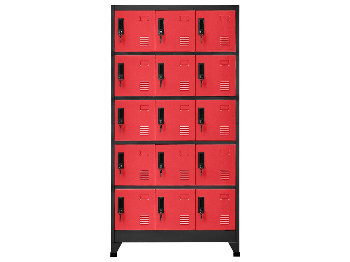 Taquilla 90x40x180 cm Antracita y Acero Rojo MAISON EXCLUSIVE