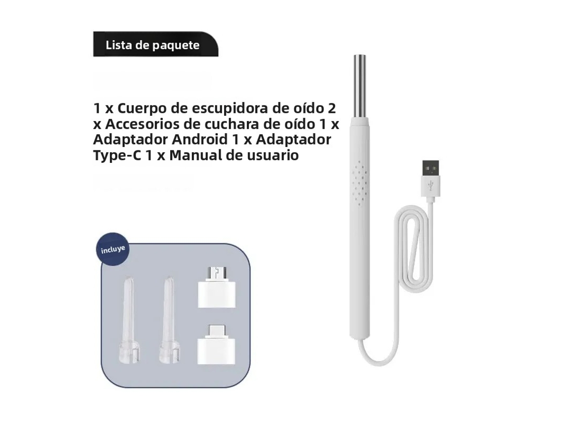 (blanco) Endoscopio Inteligente Para Limpieza De Oídos Con Cuchara Y Minicámara