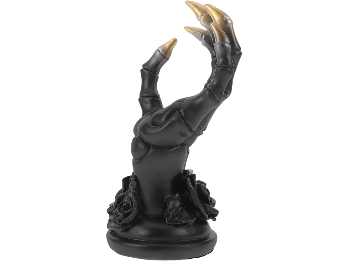 Soporte Anillos Resina Negra Forma Gótica Musculosa Exhibición Joyas Decoración Hogar Única Funcional Mano