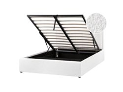 BELIANI Cama doble Montlaur de Bouclé Blanco 149x216x89