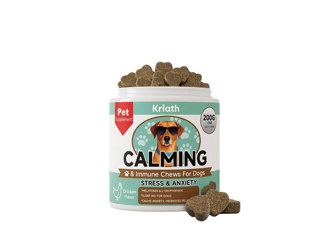 Comprimidos masticables Kriath para perros, fórmula suave, nutrición diaria.