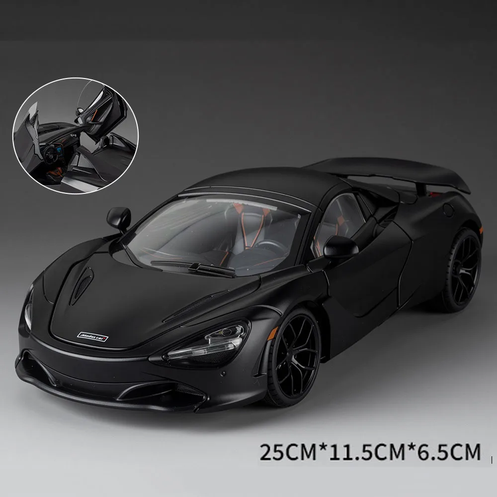 (720s Negro) Modelo de coche deportivo a escala 1:18, con puertas que se abren y funciones de sonido y luz.