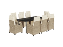 Maison Exclusive - Set Comedor De Jardín 9 Pzas Con Cojines Ratán Sintético Beige