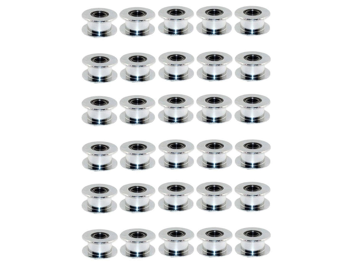Gt2 20 Toothless Bore 5mm Aluminum Timing Belt Idler Pulley For 3d Printer 6mm Width Timing Belt (pack Of 30pcs)