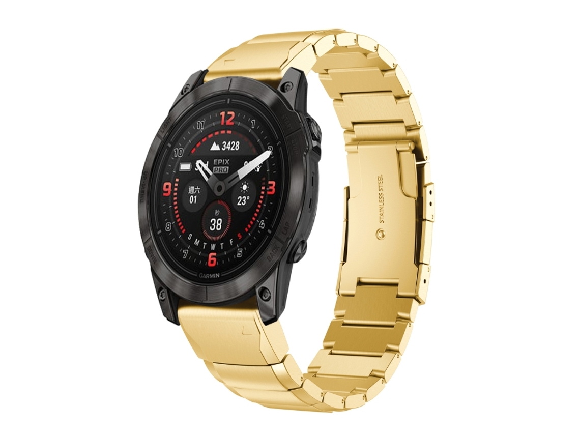 Pulseira para Garmin Epix Pro (51 mm) - Aço inoxidável - Estampa de capacete Tartaruga (26 mm) Dourada
