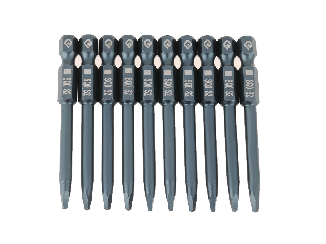 Juego De 10 Puntas De Destornillador De Cabeza Cuadrada De Acero S2, 6,3 Mm (1/4 De Pulgada), 65 Mm