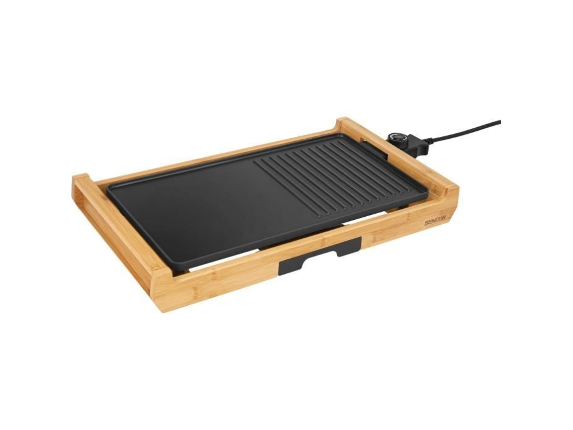 Parrilla eléctrica de bambú negro Sencor Sbg 206bk de 1800 W