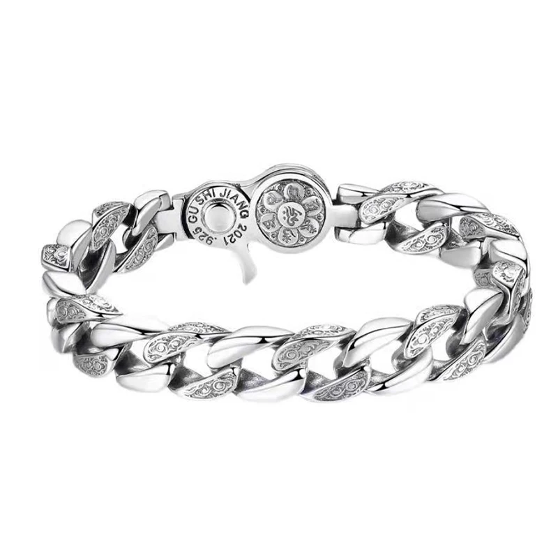 (18 Cm) Brazalete Tibetano Budista Con La Sílaba "om" Y La Flor De Loto, Brazalete De Moda
