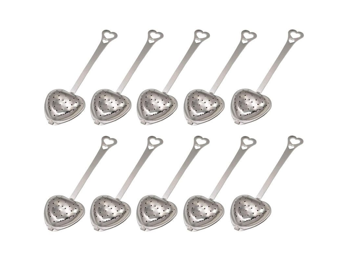 Juego De 10 Infusores De Té Con Forma De Corazón - Malla De Acero Inoxidable Para Té Caliente Y Helado.
