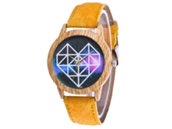Reloj De Pulsera Unisex De Moda Informal De Aleación Con Movimiento De Cuarzo Amarillo