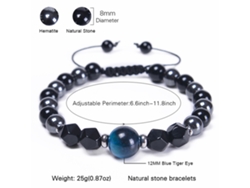 Pulsera Ajustable De Piedra Ojo De Tigre Natural Con Cordón Trenzado - Accesorio De Joyería