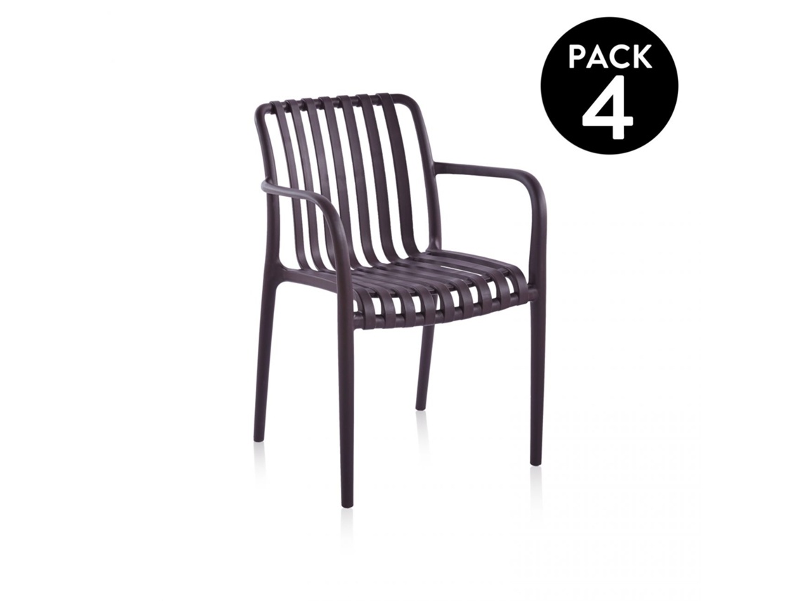 Pack 4 sillas de exterior Jamie Arm Marrón 57,5 x 81 x 55,5 cm