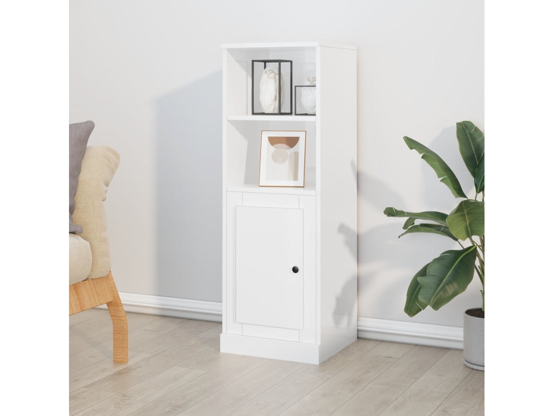 Aparador Madera Contrachapada Blanco Brillo 36x35,5x103,5 Cm
