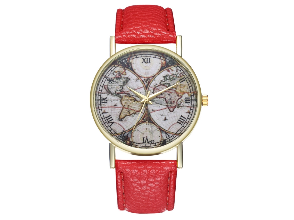 Reloj De Pulsera De Cuarzo Con Correa De Cuero Pu Zhoulianfa Moda (rojo) Unisex