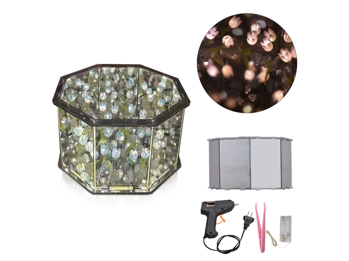 Lámpara De Tulipán Diy 2 En 1 Espejo Octogonal Luz Nocturna Decorativa Hecha A Mano Regalo