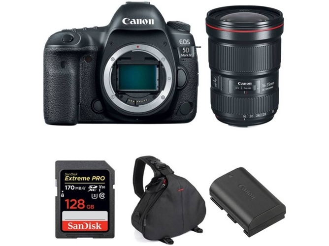 Kit Cámara CANON EOS 5D Mark IV + EF 16-35mm f/2.8L III USM + SanDisk 128 GB + Batería + Bolsa (Full-Frame)