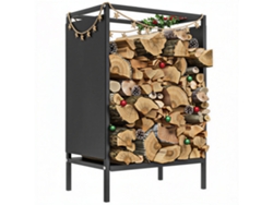 Leñero Interior Chimenea Compacto Metal Negro 44x28x65 Cm