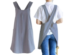 Paño de cocina Linjou para mujer con bolsillos, hecho de algodón y lino gris, para cocinar, hornear y pintar.