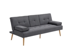 Sofá cama escandinavo de 3 plazas con 2 cojines, gris natural.