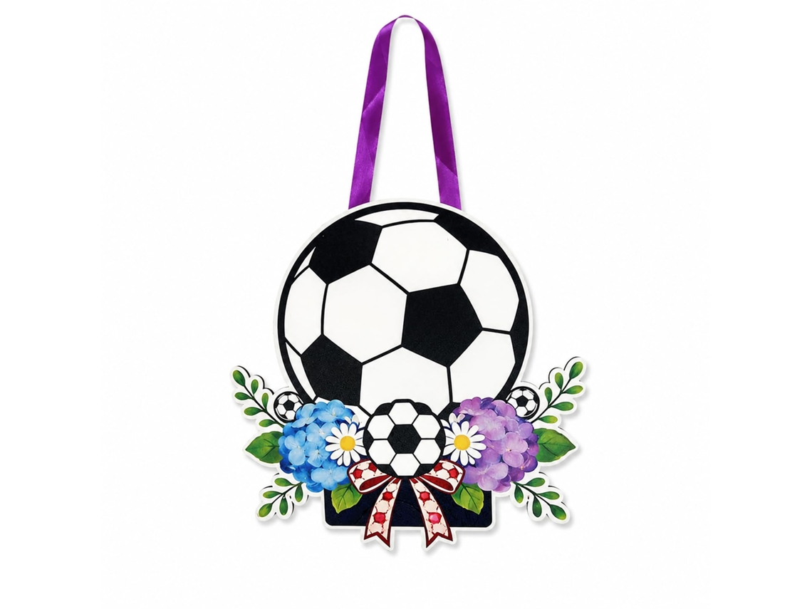 Adorno de madera para puerta con temática futbolística, 50 cm, para la decoración de salas de juegos y celebraciones de campeonatos.