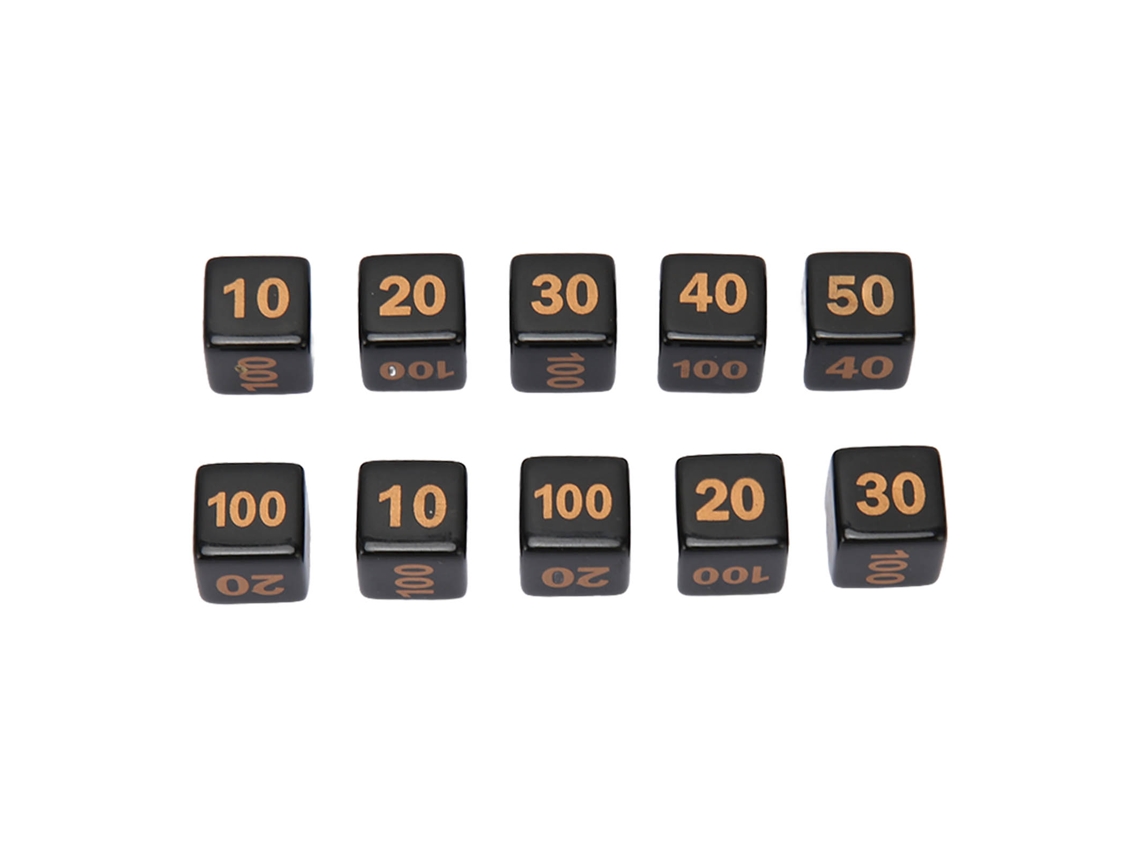 Juego De 10 Dados De Plástico Negros De 6 Caras Con Números En Ángulo Recto Para Juegos De Mesa Y Educación.