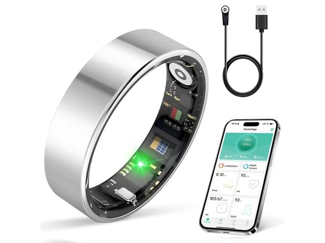 Anillo Inteligente Con Monitor De Frecuencia Cardíaca, Oxígeno En Sangre, Vfc Y Seguimiento Del Sueño (plateado - 9)