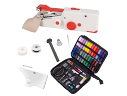 Máquina de coser portátil, herramientas de costura manual con aguja e hilo, ideal para viajes, hogar y principiantes, color rojo Cuich