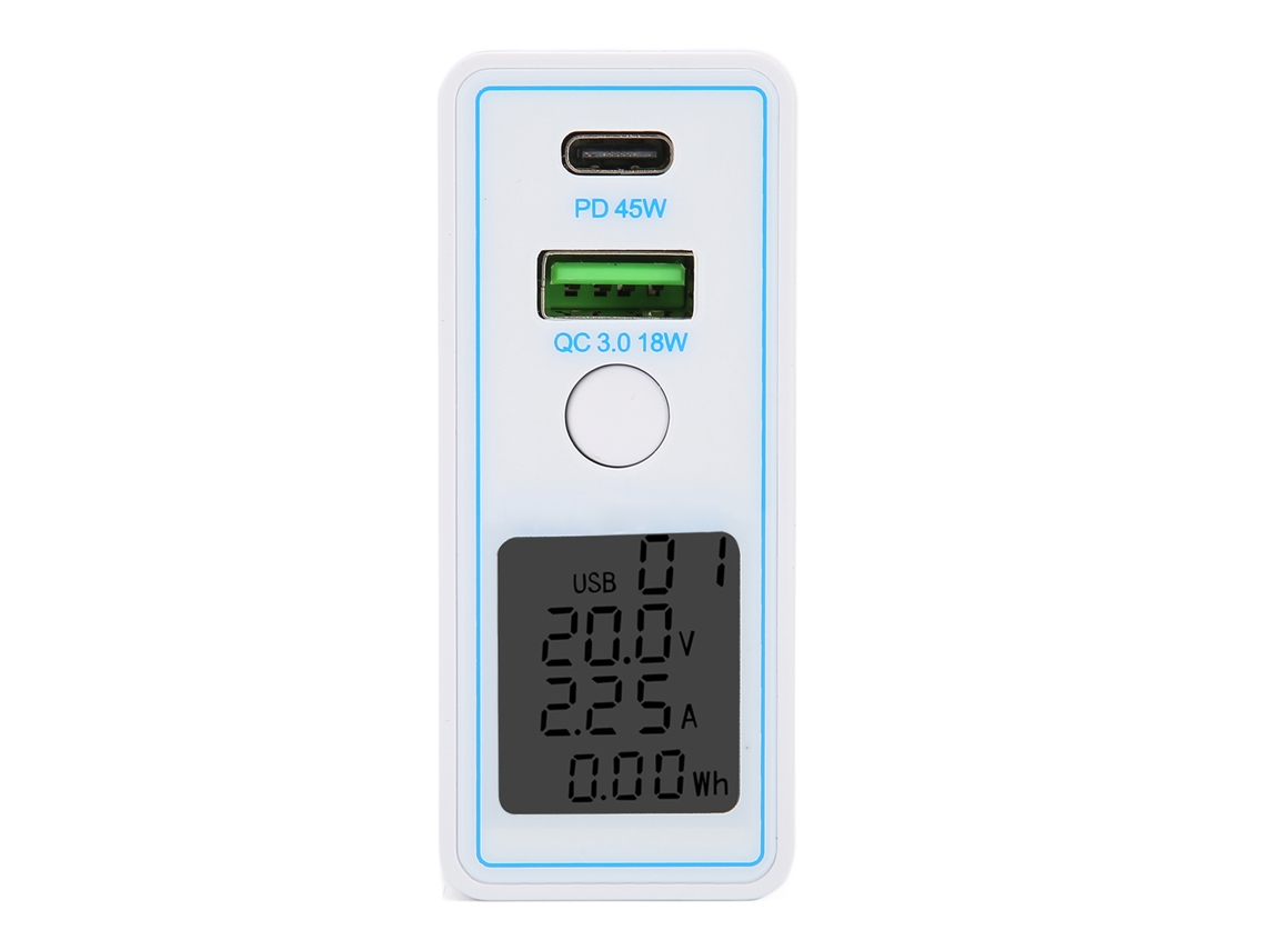 Cargador De Pared Usb C Pd Qc 3.0 2 Puertos Rápido Con Interruptor Y Pantalla Adaptador Uk