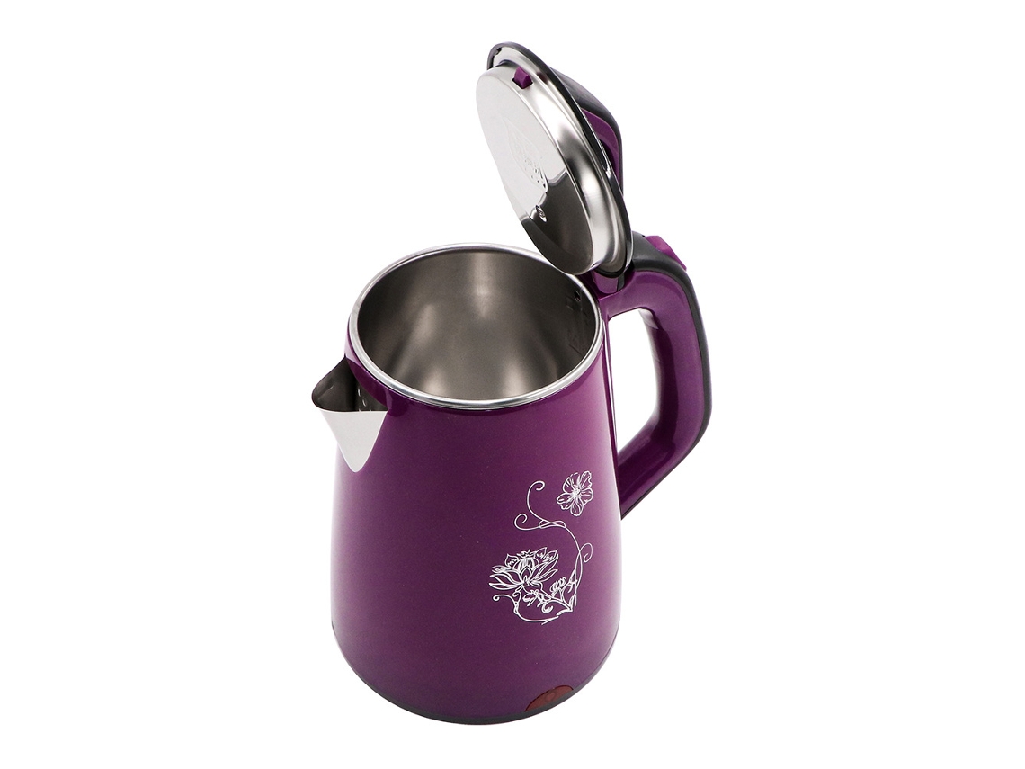 Hervidor eléctrico de cocina, hervidor eléctrico rápido, hervidor saludable, doble capa anti-hervor seco Mdug (morado)