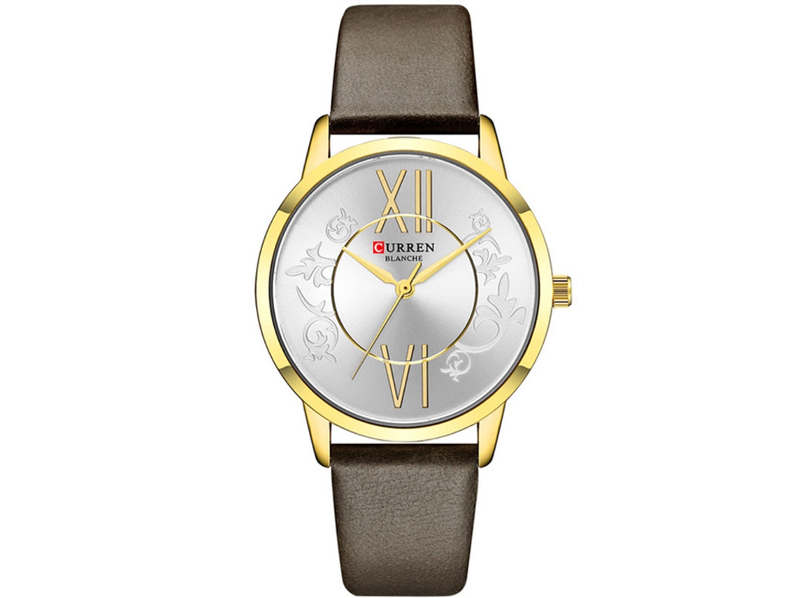 Reloj De Pulsera Para Mujer Con Correa Redonda De Cuero, Resistente Al Agua Y Con Estampado.