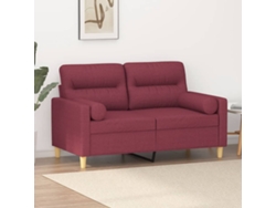 Sofá De 2 Plazas Con Cojines Tela Rojo Tinto 120 Cm