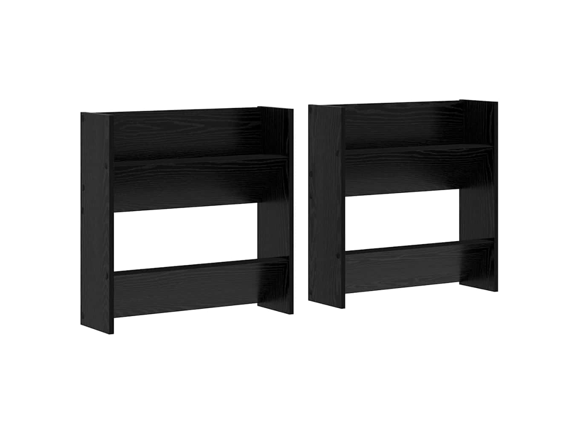 2 Uds Mueble Zapatero | Armario Zapatero Con Estante Roble Negro 60 X 18 X 60 Cm