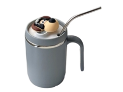 Vaso térmico de acero inoxidable con pajita y tapa, taza de café de doble pared con asa para oficina