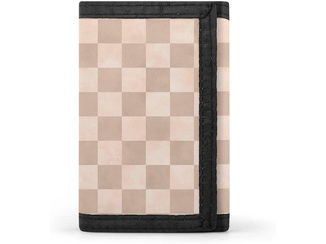 Cartera de hombre color beige a cuadros con compartimentos para tarjetas de crédito, plegable, ideal para viajes y oficina.