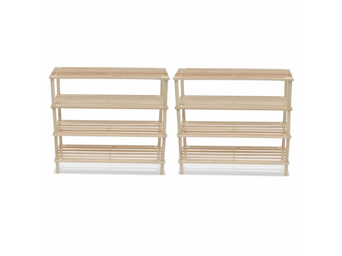 Zapatero con 4 estantes, 2 piezas, madera maciza de abeto, DKD HOME DECOR