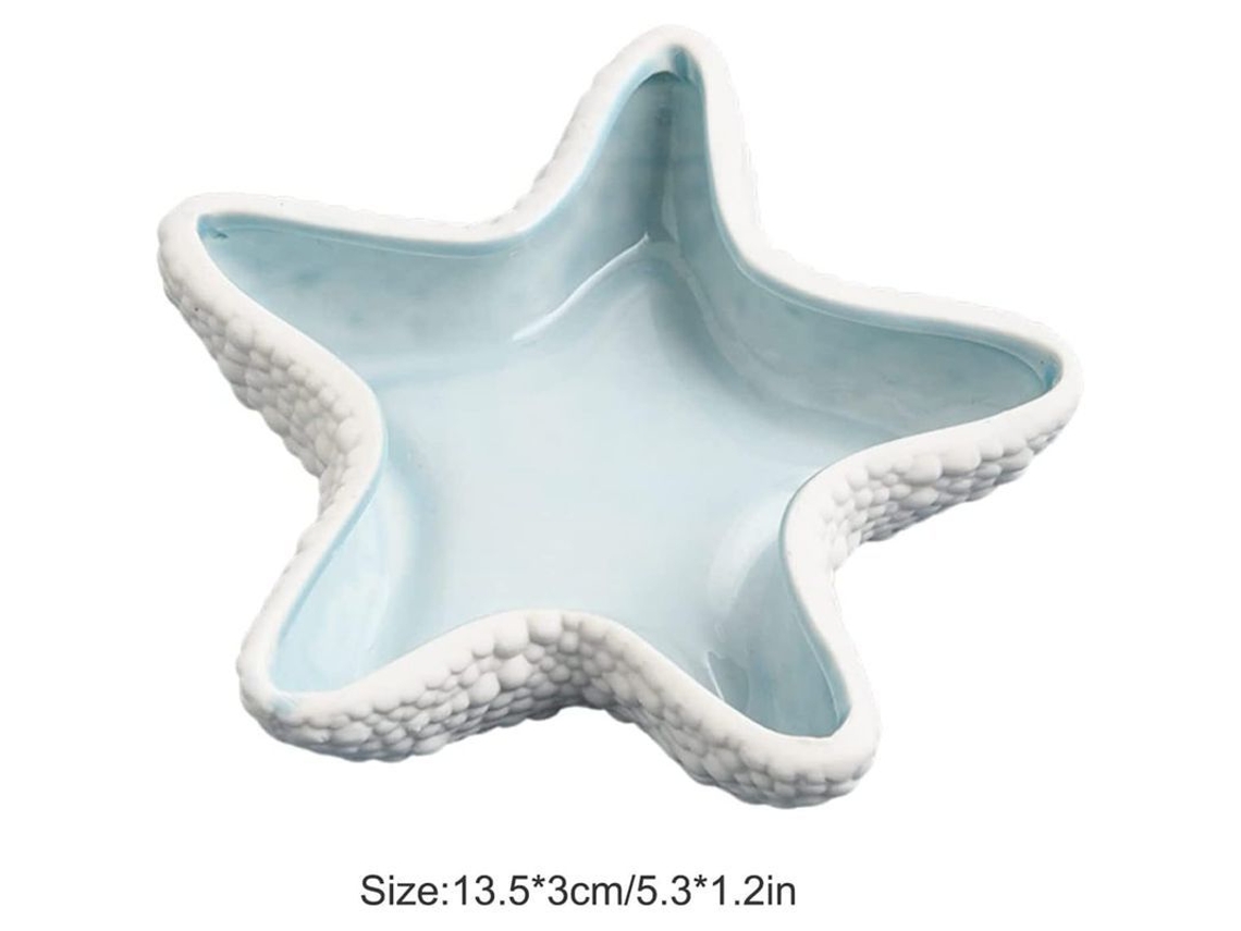 Taza De Joyería En Forma De Estrella De Mar Cerámica Para Anillos Collares Y Joyas