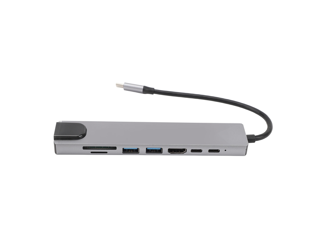 Concentrador Usb-c 8 En 1 Con Hdmi, 4k, Usb 3.0, Rj45, Fuente De Alimentación De 100 Mbps, Fuente De Alimentación De 87 W Y Lector De Tarjetas.