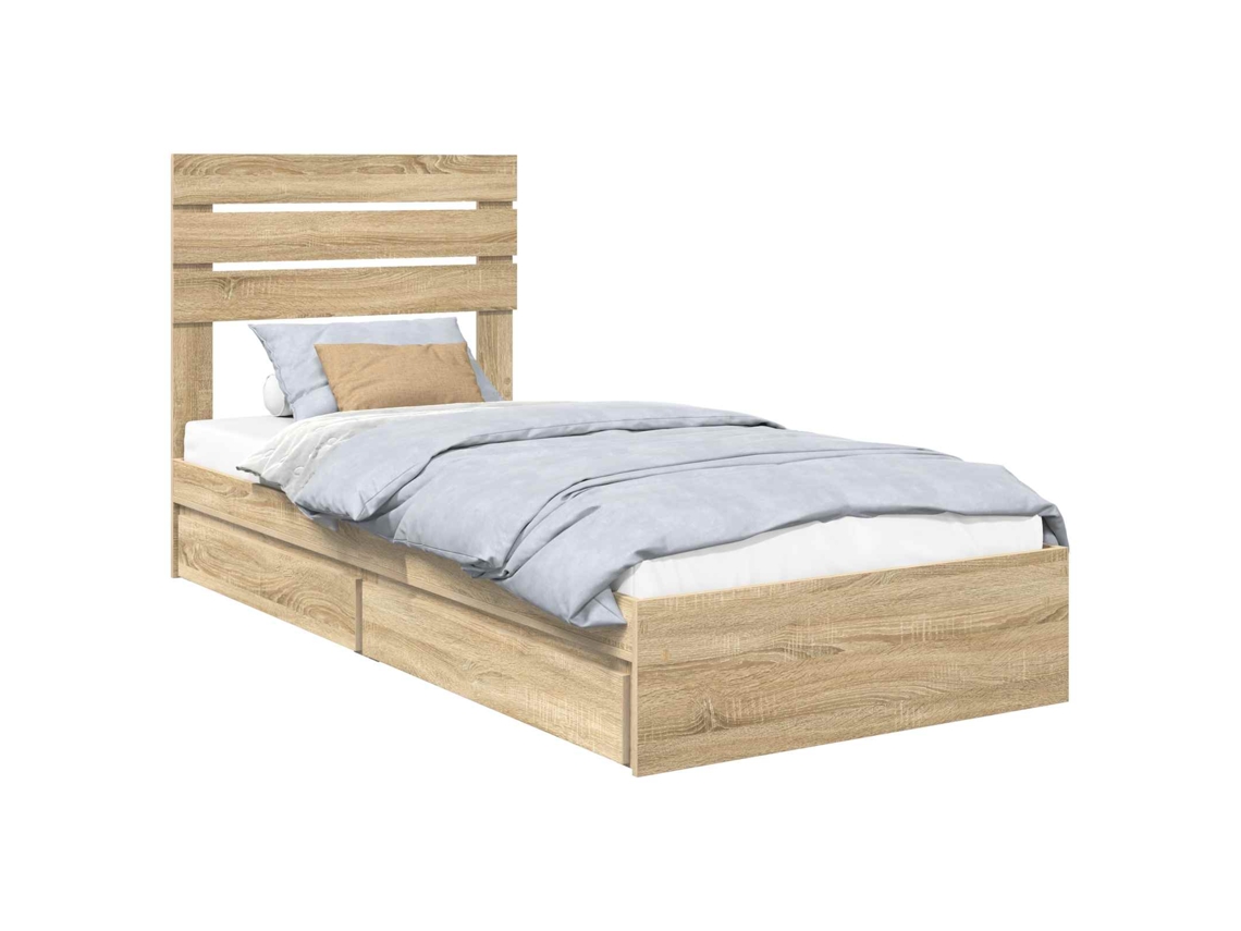 Maison Exclusive - Cama Con Almacenamiento Con Cabecera Roble Sonoma 100 X 200 Cm