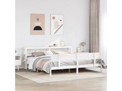 Cama Sin Colchón Madera Maciza De Pino Blanca 180x200 Cm