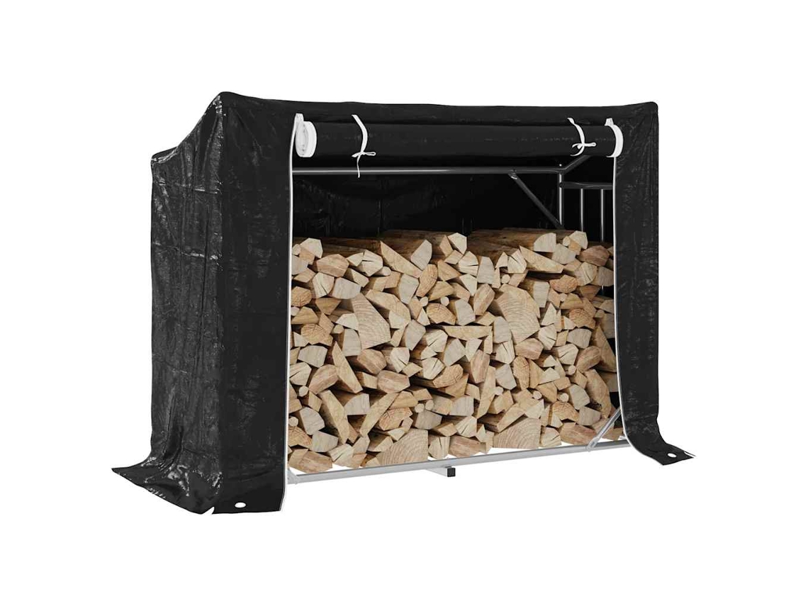 Leñero Cubierta Lluvia 151x60,5x110,5 Cm Acero Galvanizado