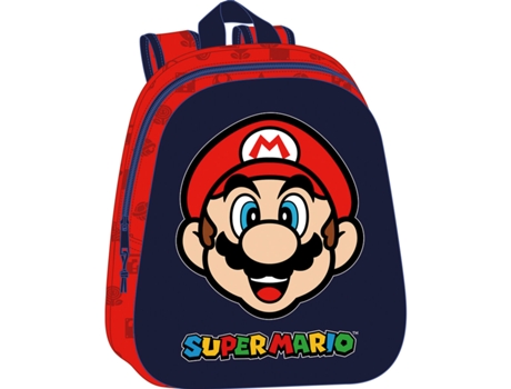 Mochila Infantil 3D SUPER MARIO Rojo Azul marino 27 x 33 x 10 cm