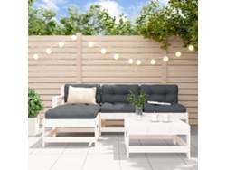 Conjunto de salón de jardín de 5 piezas en madera maciza de pino, blanco, Dkd Home Decor