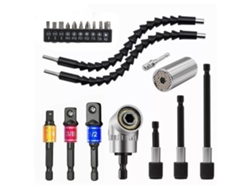 Juego De 21 Piezas De Extensiones Flexibles Para Brocas Con Ángulo De 105°, Adaptador De Enchufe Universal Para Brocas De 1/2", 3/8" Y 1/4".